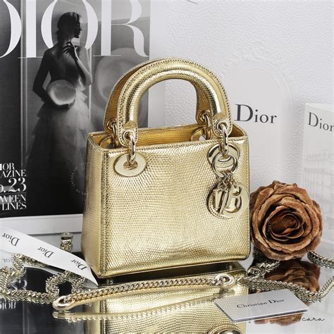 lady dior mini champagne metallic|Mini Lady Dior Bag Metallic Gold.